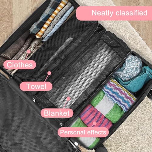 Hanging Suitcase Organizer with Laundry Bag, Travel Packing Cubes, Collapsible Portable Closet Shelves, Polyester, Black, Small