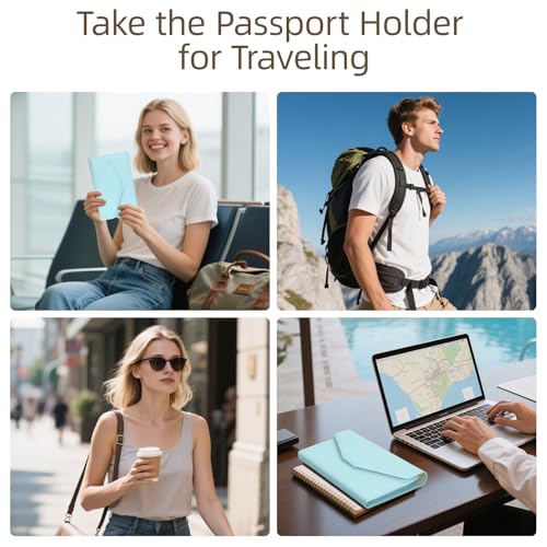 ZOPPEN Passport Holder Travel Wallet Organizer for Women,Paradise Blue - color: Paradise Blue