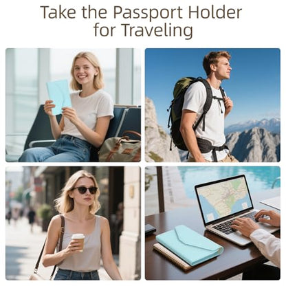 ZOPPEN Passport Holder Travel Wallet Organizer for Women,Paradise Blue - color: Paradise Blue