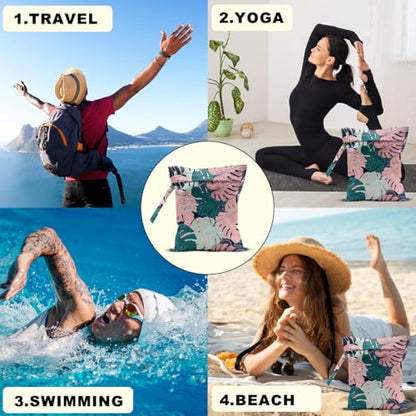 2Pcs Palm Leaves Wet Bag, Summer Greenery Waterproof Travel Laundry Bag - color: Tropical plants 1420