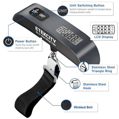 Etekcity Luggage Scale, Digital Suitcase Weight Scale for Travel, 110 lb - color: Charcoal Gray
