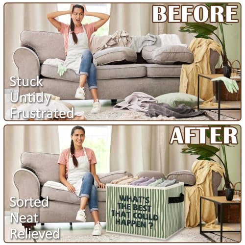 Inspirational Striped Storage Bins Box Collapsible Basket - color: Color05