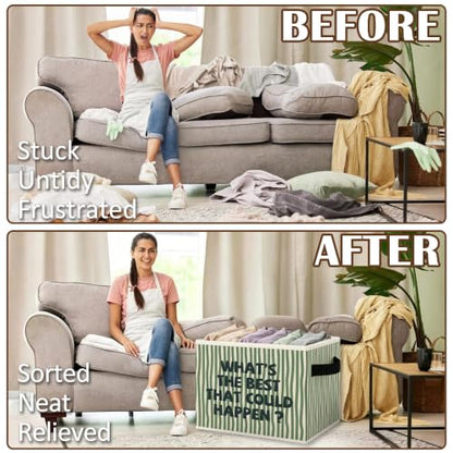 Inspirational Striped Storage Bins Box Collapsible Basket - color: Color05