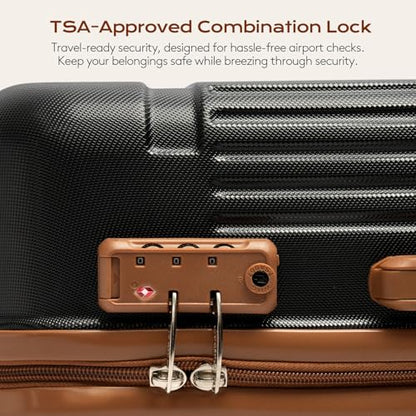 Cosbarn Luggage Sets 5Pcs Suitcases with Wheels,Large Suitcase,20"/24"/28" - color: Black