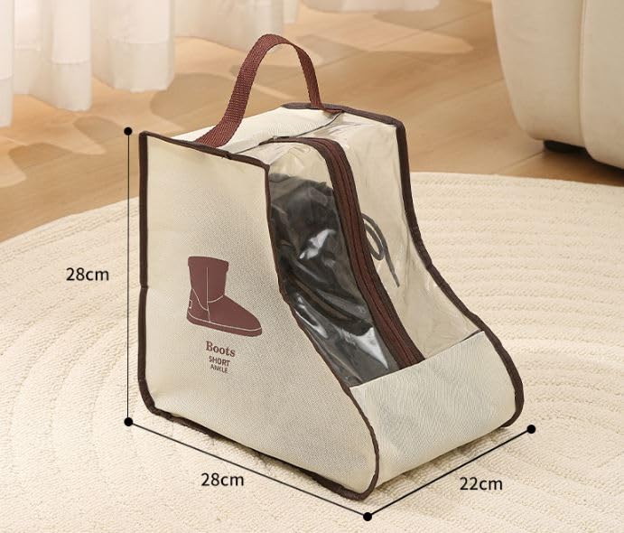 Rikyo 2 Set Beige Boot Bags with Clear Window, 11x11Inch,Portable - color: Beige-Short