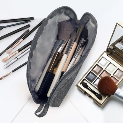Gloppie Portable Makeup Brush Bag - Compact and Durable Small Cosmetic Case for Daily and Travel Use, Grey - color: Grey
