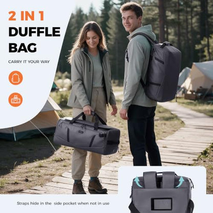 40L Water-Resistant Duffle Backpack with Shoe Compartment & Wet Pocket - color: Grey