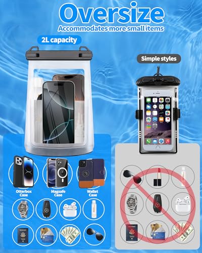 PEDVSTY IPX8 Floating Waterproof Phone Pouch, Extra Large Size - color: Clear White, size: Extra Large (Up to 10.5")