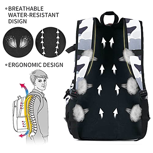 rickyh style School Backpack Travel Bag for Men & Women Lightweight College - color: 04camouflage White