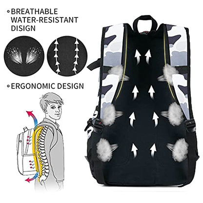 rickyh style School Backpack Travel Bag for Men & Women Lightweight College - color: 04camouflage White
