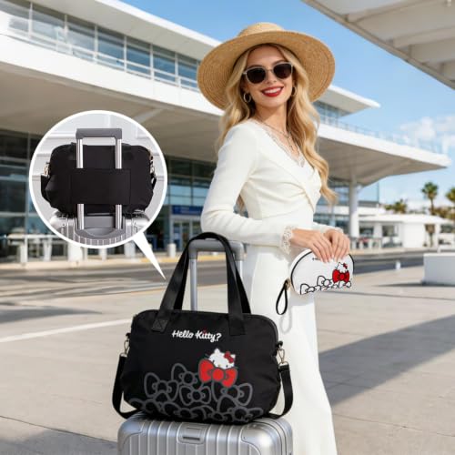 Vimanllie Travel Bag Large Waterproof Weekender Tote Bags for Women with Shoulder Strap, Polyester Luggage Sleeve Overnight - color: 3-black and White