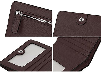 Small Leather Wallet for Women, Ladies Credit Card Holder RFID Blocking Women's Mini Bifold Pocket Purse - color: Coffee Rfid Blocking