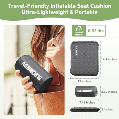 Inflatable Seat Cushion, Self Inflating Compact Stadium Seat Cushion - color: Gray-1pack