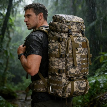 Hiking Backpack 80L with Carabiner Clips Packable Lightweight Camping Backpack Men Women Waterproof Hiking Daypack Travel Bag (CAMO-A, 80L) - color: Camo-a