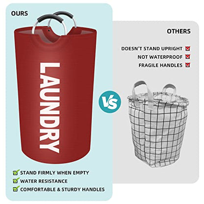 90L Large Laundry Basket, Dirty Clothes Waterproof Laundry Hamper, Red - color: Red, size: 90L