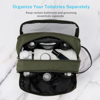 Gonex Travel Toiletry Bag for Men, Water Resistant Dopp Kit for Toiletries - color: Olive & Brown