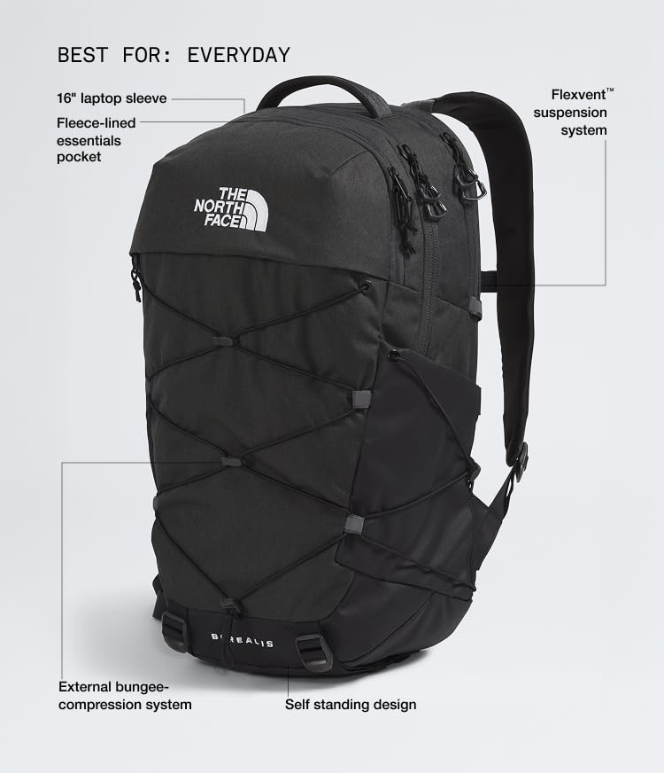 The North Face Borealis Laptop Pack, Asphalt Gy Lt Hth/TNF Blk-NPF, OSFA - color: Asphalt Grey Light Heather/Tnf Black-npf
