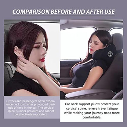 U-Shaped Car Headrest Pillow for Sleeping, 100% Memory Foam Car Pillow - color: Pack of 1/Black/U-shaped
