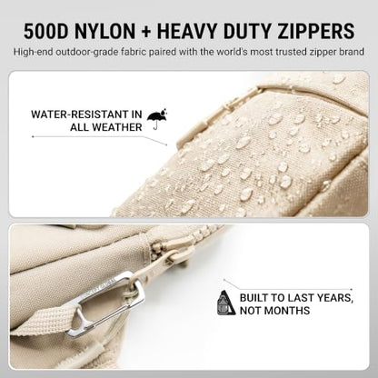 Travel Sling Bag for Men & Women, Anti-Theft RFID Blocking Crossbody Bags - color: Beige 2.0 Standard