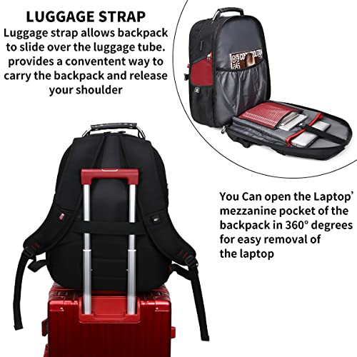 SHRRADOO Large Travel Laptop Backpack for Women, Work College Backpacks - color: Red