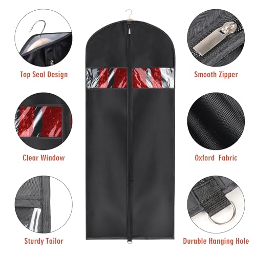 Univivi Garment Bag Suit Bags for Closet Storage, Black, 60 Inch, Set of 8 - size: 24"X60"-8pcs - Oxford