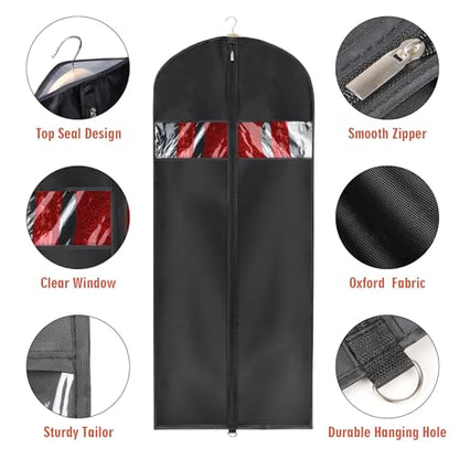 Univivi Garment Bag Suit Bags for Closet Storage, Black, 60 Inch, Set of 8 - size: 24"X60"-8pcs - Oxford