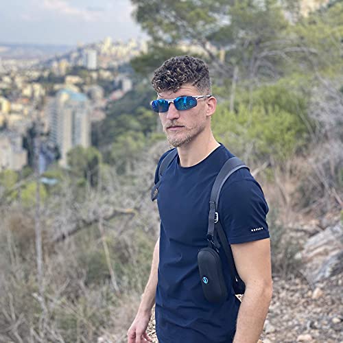 BLUPOND Sunglasses Case Semi Hard EVA Shell with Metal Hanging Hook Belt Clip Sun Glasses Storage - color: Black/Orange