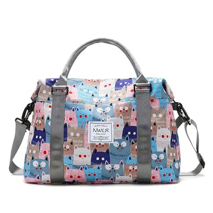 Travel Duffle Bag Weekender Overnight Gym Bag for Women, Cute Cats - color: Cute Cats