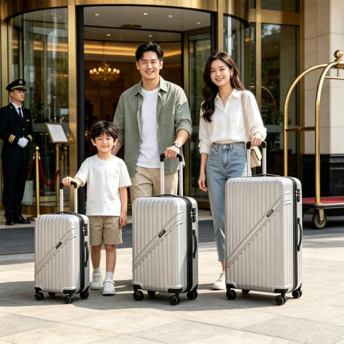 GinzaTravel 3-Pieces ABS Hardshell Luggage Set 20"25"29" Suitcase Silver - color: Silver