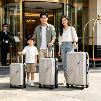 GinzaTravel 3-Pieces ABS Hardshell Luggage Set 20"25"29" Suitcase Silver - color: Silver