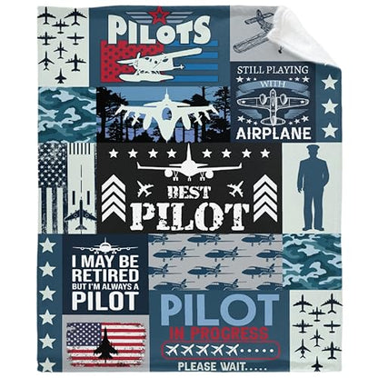 Pilot Throw Blanket Aviation Gifts for Men Adults Teen Boys - color: Pilot, size: 40” x 50“