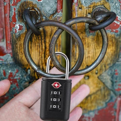 Suitcase Lock - TSA Approved Cable Luggage Locks | 3 Digit Combination Padlock | Re-Settable Luggage Combination Locks | TSA Travel Locks for Gym Backpack Suit Case Lockers Bikee Locks - color: Black
