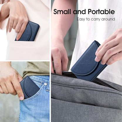 MaxGear Business Card Holder Case, PU Leather Business Card Case, Navy Blue - color: Navy