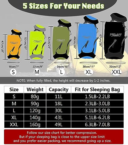 Frelaxy Compression Sack, 40% More Space! Sleeping Bag Stuff Sack - color: Black, size: X-Large