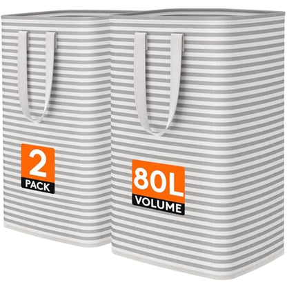 Lifewit 80L Large Laundry Baskets, Laundry Hampers Bags, 2 Pack, Grey - color: Grey, size: 80L