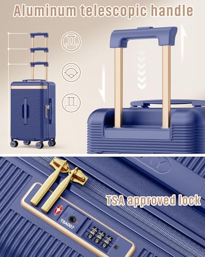 Joyway 22 Inch Carry On Luggage with Spinner Wheels and Cup Holder, Blue - color: Blue, size: 22 inch