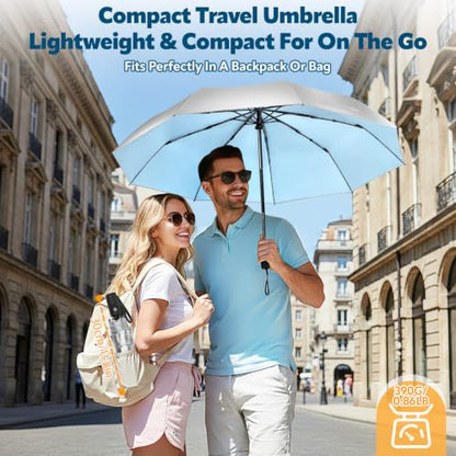 ZOMAKE UV Umbrella for Sun Protection, Travel Compact Sun Umbrellas 46Inch - color: A:Silver,Light Blue