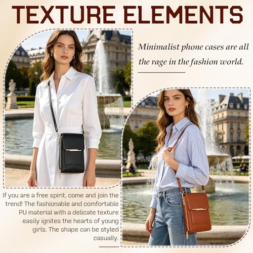 Women's Phone Messenger Bag, Crossbody Phone Wallet, RFID Touch Screen Crossbody Phone Purse, Anti-Theft Shoulder Strap - color: Red
