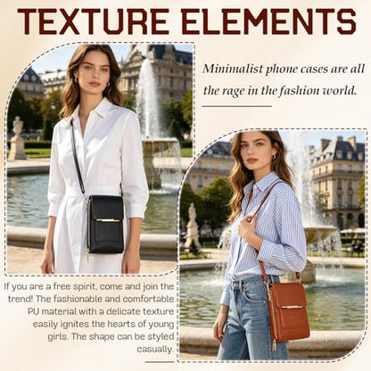 Women's Phone Messenger Bag, Crossbody Phone Wallet, RFID Touch Screen Crossbody Phone Purse, Anti-Theft Shoulder Strap - color: Red
