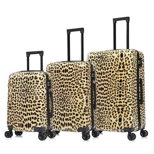 InUSA Cheetah Print Luggage with Spinner Wheels | Durable Lightweight Hardside Suitcase | Travel Bag with Handle and Trolley | (20in, 24in, 28in) 3 Piece Set - color: Cheetah, size: 3 Piece Set (20/24/28)