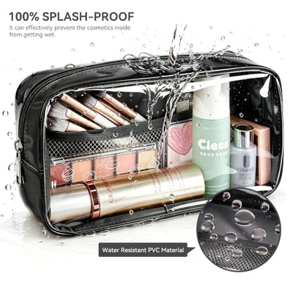 WLLWOO Clear Makeup Bag Small Cosmetic Pouch Travel Toiletry Organizer - color: 1pcs-Medium-Black