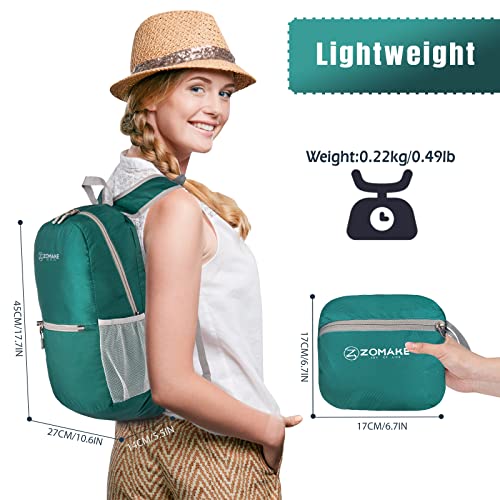 ZOMAKE Lightweight Packable Backpack, Foldable Small Travel Day Pack - color: C-army Green