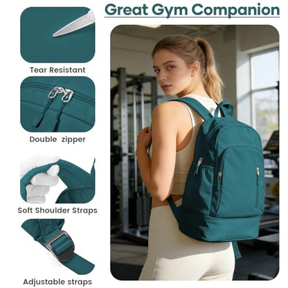 Gym Backpack for Women, Dance Volleyball Backpacks With Shoe Compartment - color: Peacock Blue