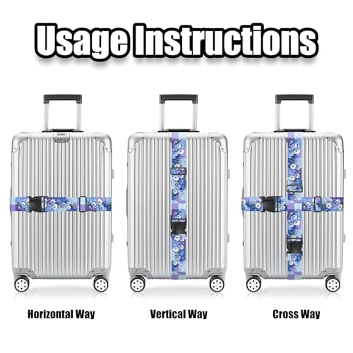 Nuxovilar Luggage Straps Set for Suitcase 1.96x90.5in Polyester - color: YZX03596, size: 1.96"x90.5"