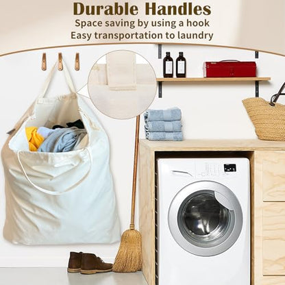 Canvas Laundry Bag Extra Large Heavy Duty Storage Bag 40"W x 35"H,XXL Beige - color: Beige, size: XXL 40"Wx35"H┃1 Pack