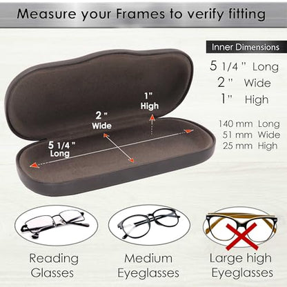 MyEyeglassCase Men's Medium Glasses Case - Classic Eyeglasses Hard Shell Holder, Elegant Easy Open Lip with Pouch and Cloth - color: As196 Dark Grey