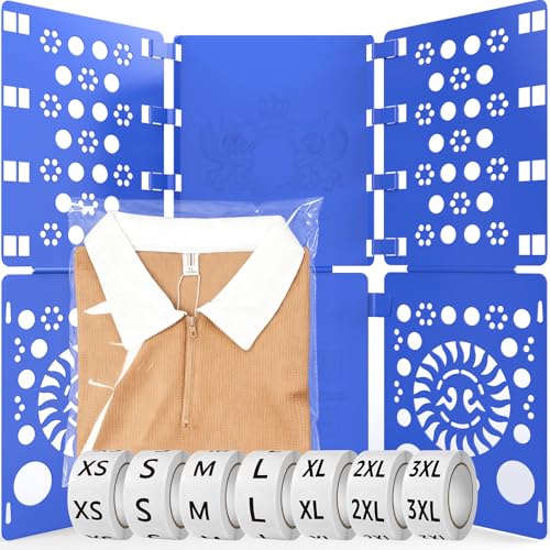 BoxLegend Shirt Folder Board with 11x14 T Shirt Bags and 7 Sizes Stickers - color: Blue