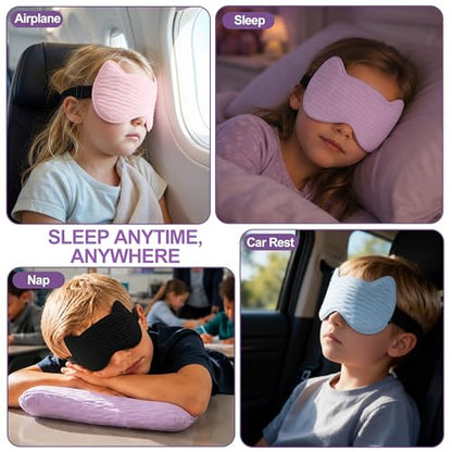 Kids Sleep Mask, 3D Contoured Cup Eye Mask for Sleeping | Zero Pressure Memory Foam, Blackout Eye Cover, with Adjustable Strap, Soft Travel Nap Blindfold for Boys Girls Teens, Purle - color: Purple