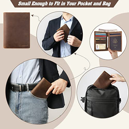 Jack&Chris Leather Passport Holder RFID Blocking Passport Travel Wallet Cover Case for Men Women Brown JC17 - color: JC17-Light Brown