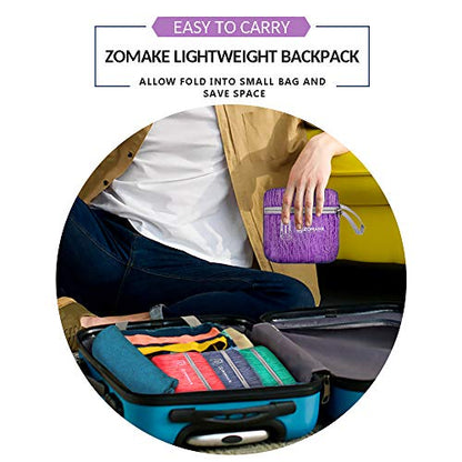 ZOMAKE 25L Lightweight Packable Backpack, Foldable Daypack(Purple) - color: Purple